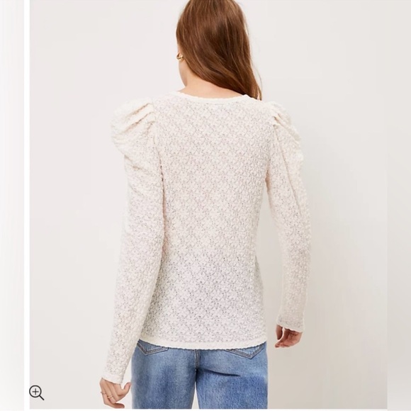 LOFT FLORAL LACE PLEATED PUFF LONG SLEEVE TOP - Picture 3 of 9